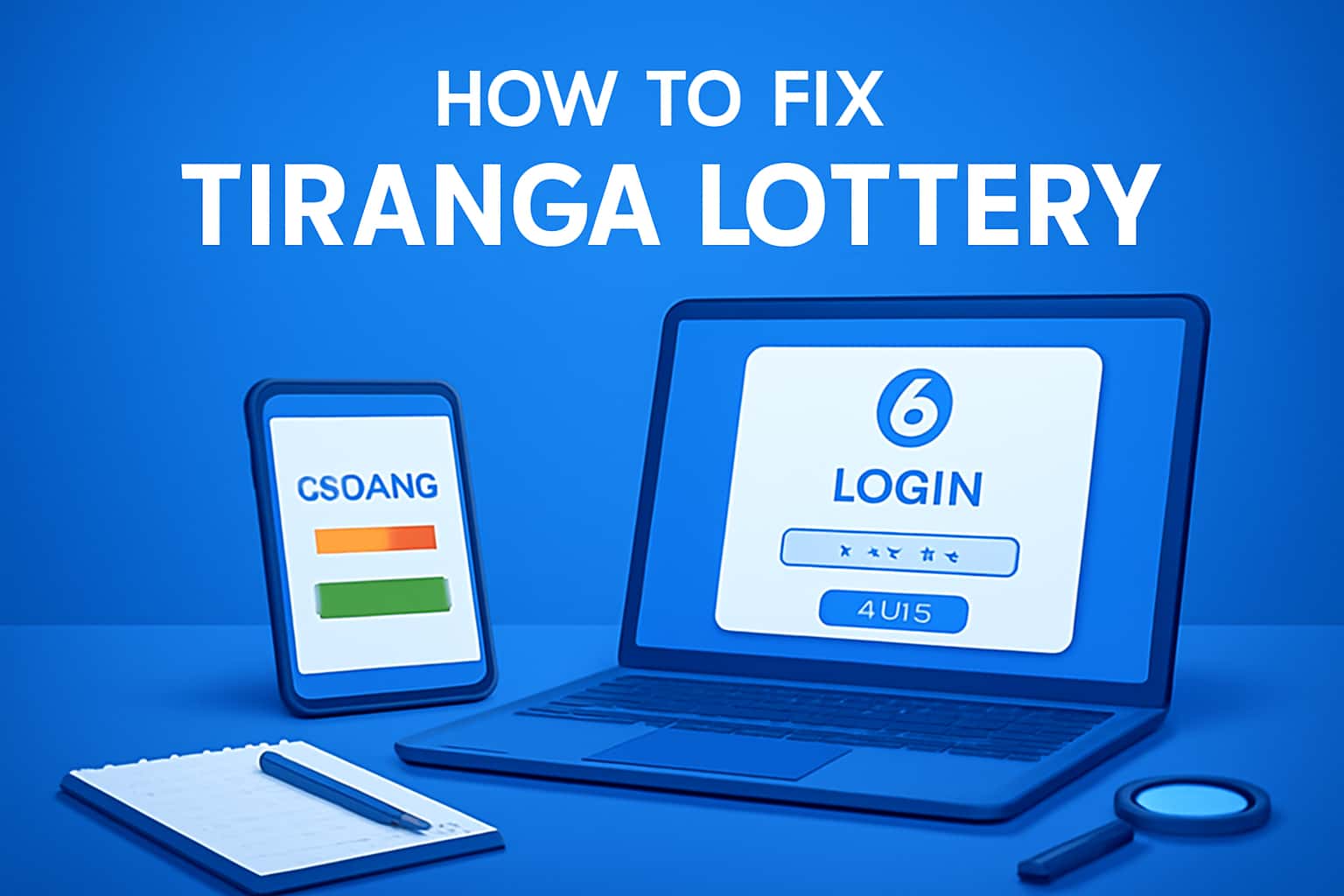 Informational scene about fixing Tiranga lottery login issues.