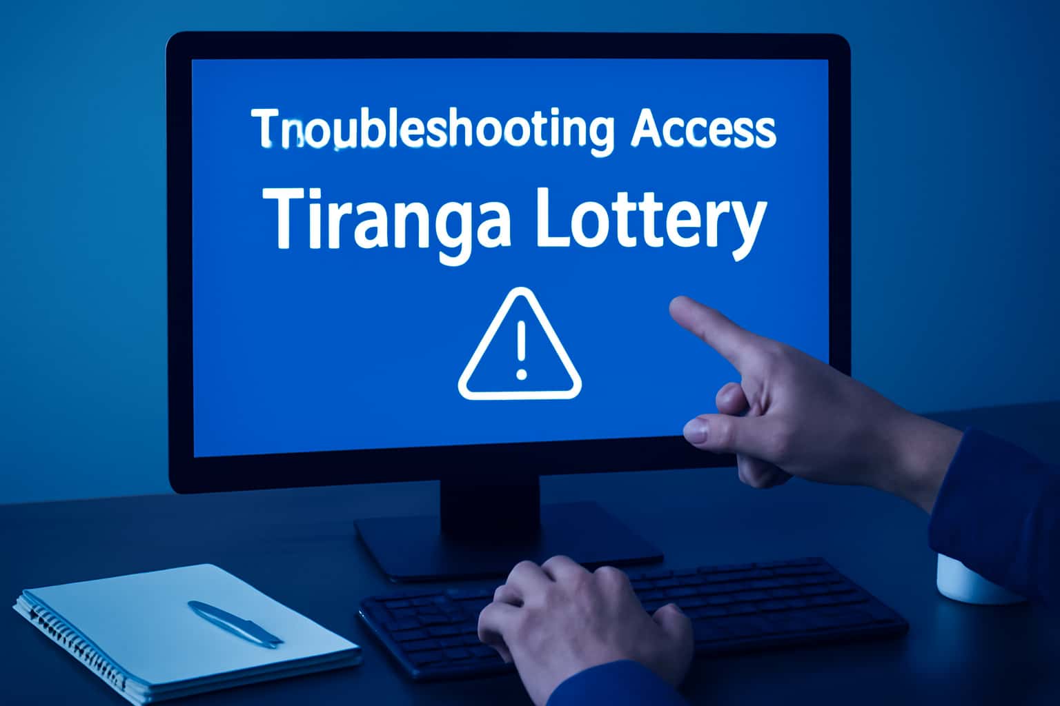 An informative scene illustrating troubleshooting access to the Tiranga lottery.